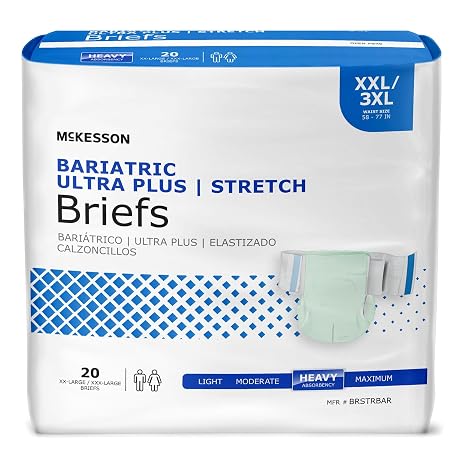McKesson Ultra Plus Stretch Briefs, XXL/3XL, Heavy Absorbency, 77 in, 80 ct | Unisex, Disposable, Elastic Leg Gathers and Contoured Fit for Men and