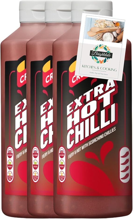 Chilli Sauce Bundle with Crucials Extra Hot Chilli 500ml 3 Pack + Brightdale Kitchen Booklet
