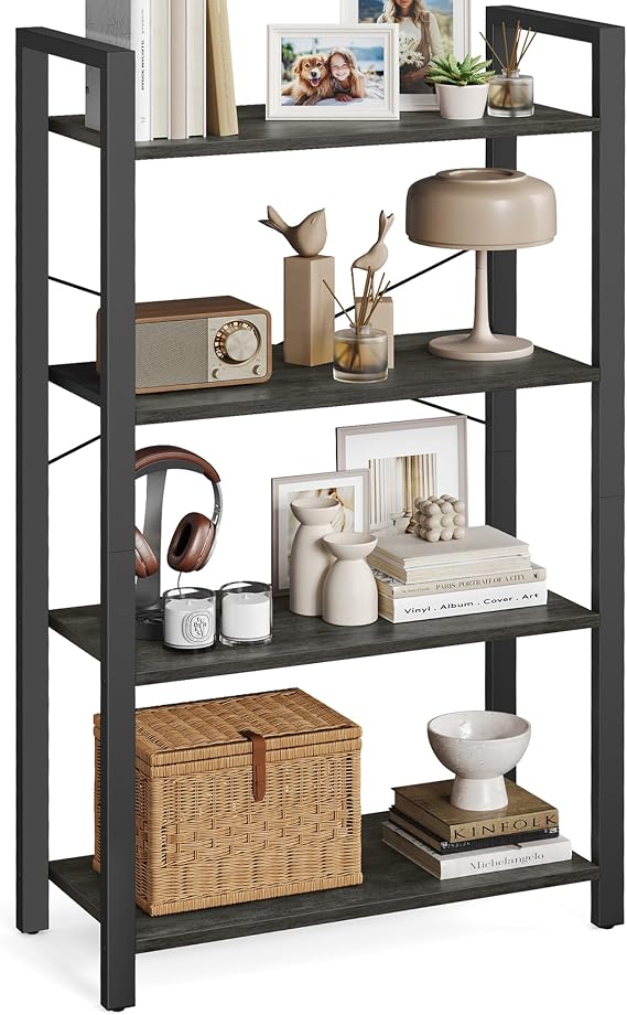 VASAGLE 4-Tier Bookshelf, Bookcase with Shelves, Storage Shelf, Living Room