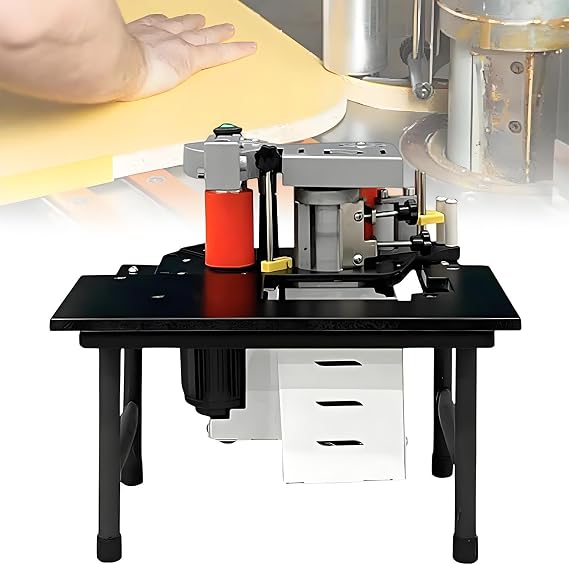 Benchtop Edge Bander,Woodworking Edge Bander Banding Machine Portable Edge Bander Curve Straight Edge Banding Machine Adjustable Speed 2-6m/min Black