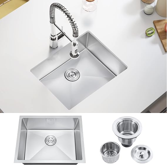 ATTOP 23 Inch Undermount Single Bowl Kitchen Sink | Nano Anti Scratch,With Strainer