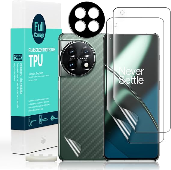 Ibywind Screen Protector for Oneplus 11 5G (6.7 Inch) with 2 Pieces Flexible TPU Film with 1 Piece Metal Camera Protection [Fingerprint Reader No Bubbles]