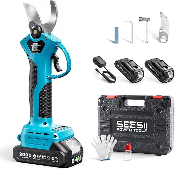SEESII Electric Pruning Shears, 1.4" Cutting Cordless Pruner for Gardening