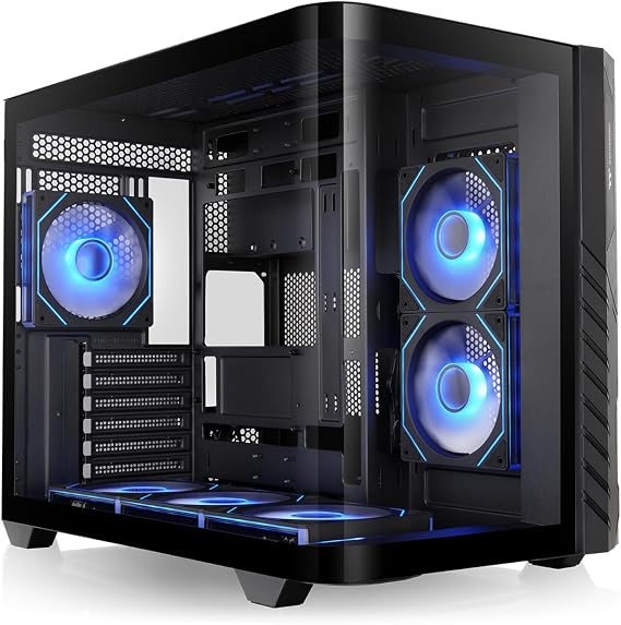 Thermaltake Vision 330 CR ARGB; Mid Tower; Curved Hinged TG panel; 6x120mm Infinity ARGB PWM Fans Included; 360mm Radiator Support; 420mm GPU Clearance; Hidden Connector Support;Black;CA-11V-00M1WN-00