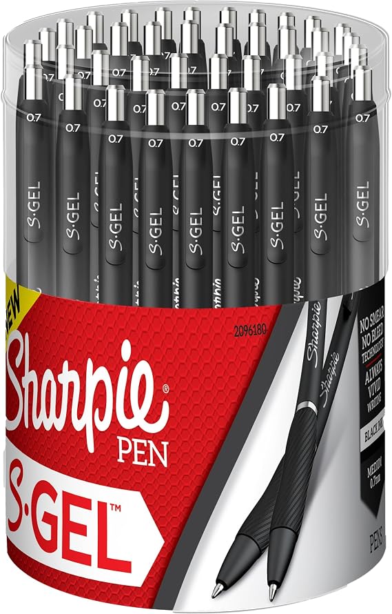 Sharpie S-Gel, Gel Pens, Medium Point (0.7mm), Black Ink Gel Pen, with Canister, 36 Count