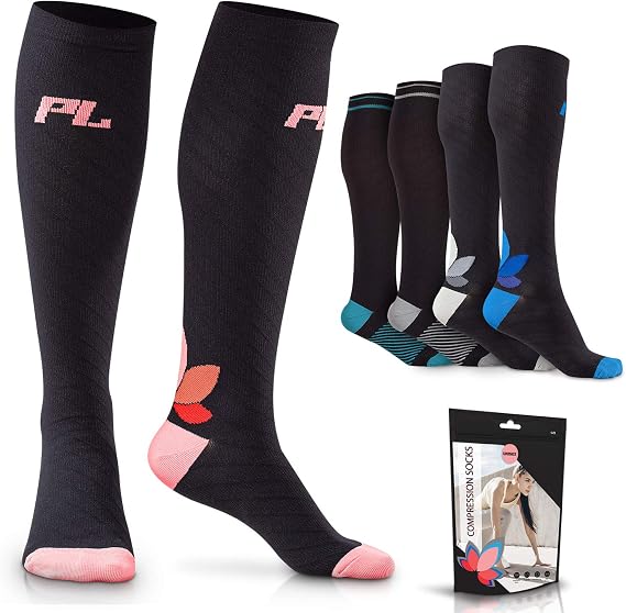POWERLIX Compression Socks for Women & Men (Pair) for Neuropathy Swelling Pain Relief 20-30 mmHg Medical Knee-high Stockings