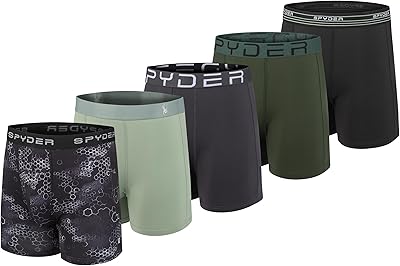 Spyder Mens Boxer Briefs 5 Pack Poly Spandex Performance Boxer Briefs Underwear