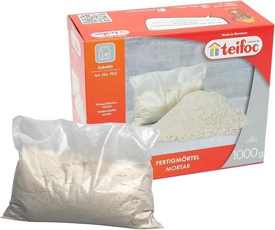 Teifoc 902 Ready Mortar 1000 g Water-Soluble Mortar for Crafts Building for Girls and Boys with Cement Montessori Toys DIY Model Making for Kids