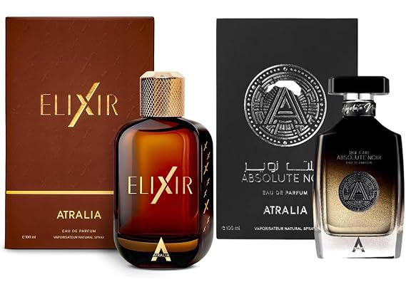 Atralia Elixir Eau De Parfum for Men And Atralia Absolute Noir Eau De Parfum for Men 100Ml 3.4Oz Bundle - Luxurious and Long Lasting Fragrances Best Alternative for Le Male and Absolu Aventus