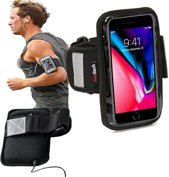 Navitech Black Running/Jogging/Cycling Water Resistant Sports Armband Compatible with The Xiomi Redmi Note Prime