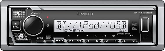 KENWOOD KMR-M332BT Car & Marine Stereo - Single Din, Bluetooth Audio, USB MP3, Aux in, AM FM Radio SiriusXM Ready, Weatherproof, Multi Color Illumination