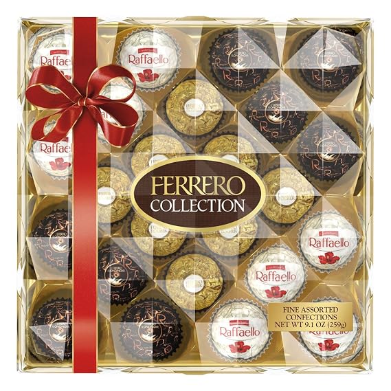FERRERO COLLECTION Fine Assorted Confections, 24 Count, Clear Holiday Gift Box - 9.1oz