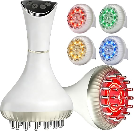 Lymphatic Drainage Massager, Body Sculpting Machine & Cellulite Massage Tool for Stretch Marks with 4-Color Light, Pulse, Heat & Vibration for Waist, Legs & Arms,White