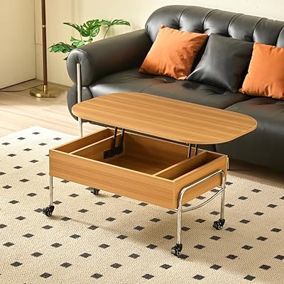 Lift Top Coffee Table, Tea Eating Tablw with Large Hidden Storage Wood Center Couch Tables Lift Up Side end Table for Living Room, Office, Rustic5080CM19.6X20.8IN