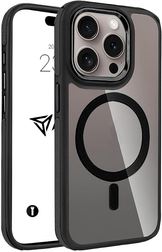 Babilden iPhone 14 Pro İçin Kılıf MagSafe ile Uyumlu Askeri Sınıfta Koruma Sararma Önleyici Çizilmeye Dirençli Sırt Manyetik Telefon Kılıfı (Siyah)