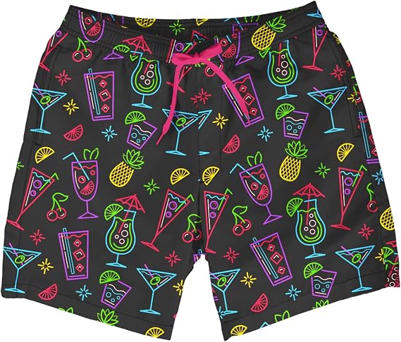 Tipsy Elves Men's Swim Trunks 7 Inch Inseam Classic Fit with Mesh Liner - Quick-Dry Funny Swimwear Bathing Suit