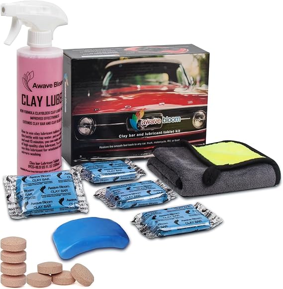 Car Clay Bars Auto Detailing 400g and Clay bar Lubricant Tablets 8 Pack(1pcs=16 oz) Clay bar kit,Include Portable Spray Bottle and Micro Fiber Towel,for Car Detailing Damage Free Cleaning