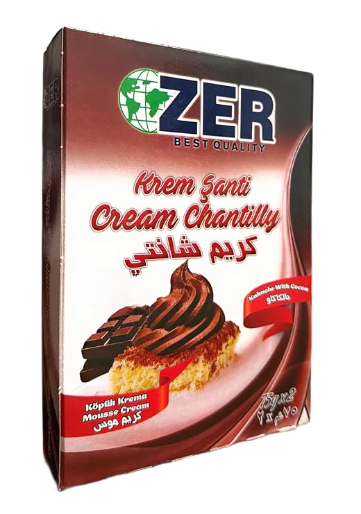 ZER's Cream Cocoa Whipped Mix, Professional Dessert Topping. (2x75g per Box)