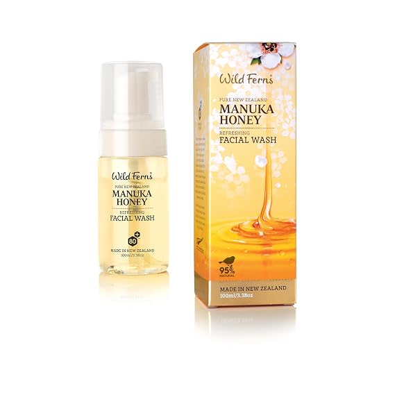 Wild Ferns Manuka Honey Refreshing Facial Wash with Sweet Orange Oil | Luxurious Foaming Cleanser, For All Skin Types