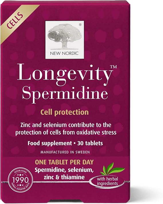 New Nordic Longevity Spermidine & Wheat Germ Tablets, Zinc & Selenium, 30ct
