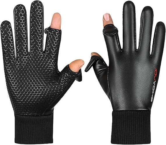 Winter Gloves, Waterproof PU Leather, Thermal Flip Design for Men Women Cycling Skiing Driving