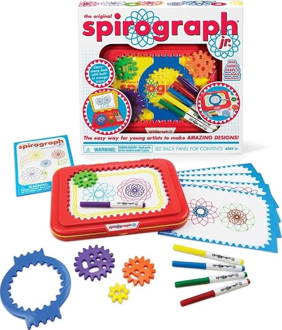 Spirograph Jr. Jumbo Sized Gears Classic Retro Toy For Spiral Drawing Art Design Toy Kit for Smaller Hands For Kids Ages 3 and Up