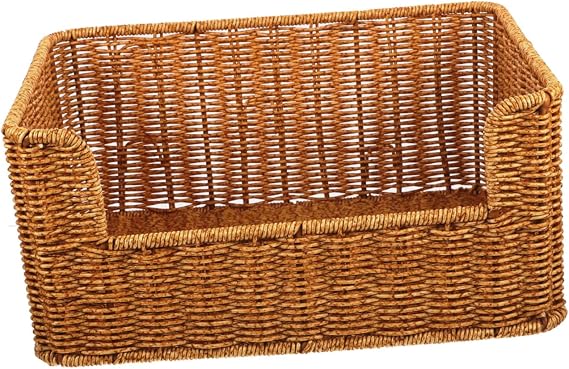 MAGICLULU Woven Decorative Basket for Sundry Storage Imitation Rattan Organizer for Books Files Fruits and Household Items Stylish Home Decor for Office and Living Spaces