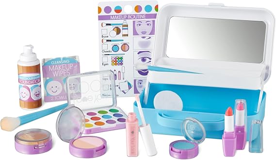 Melissa & Doug Love Your Look Pretend Makeup Kit Play Set 16 Pieces for Mess-Free Pretend Play (Does NOT Contain Real Cosmetics)