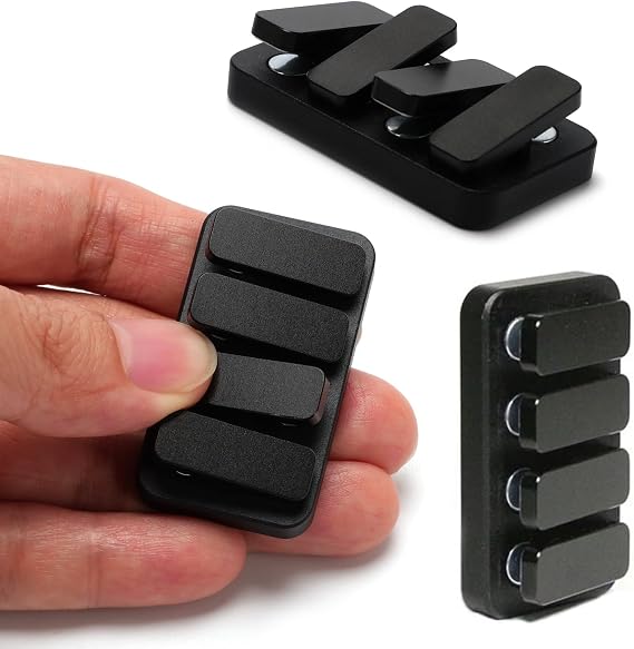VANANA Metal Haptic Fidget Slider ADHD Clicker Adult Fidget Toys Relieve Anxiety Stress (Style 1- 4 Keys, Black)