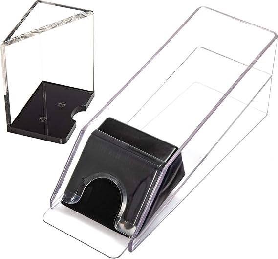 6-Deck Blackjack Dealer Shoe & Discard Tray Set - Smooth Card Roller and Casino Style Clear Acrylic Tabletop Design for Home Game Nights