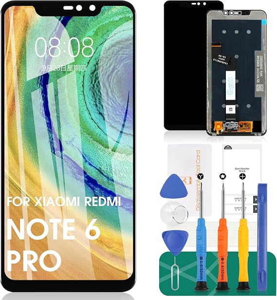 for Xiaomi Redmi Note 6 Pro Screen Replacement for Redmi Note 6 Pro LCD Display Kits for Redmi Note 6 Pro Touch Screen Digitizer Assembly Replacement Black
