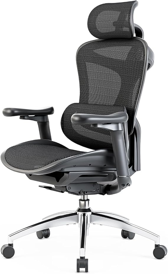 SIHOO Doro C300 - Silla de Oficina ergonómica con reposabrazos Ultra Suaves en 3D, Soporte Lumbar dinámico para Silla de Oficina en casa, Respaldo Ajustable para Silla de Escritorio (Negro)