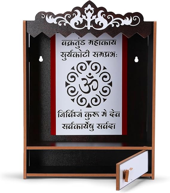 Handcrafted Wooden Mandir with Light, Artisan Home Temple for Pooja & Aarti | Handcrafted wooden mandir with integrated light, spacious