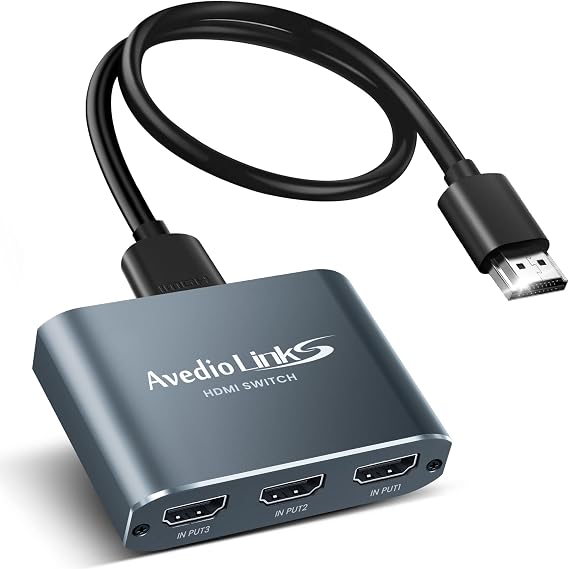 HDMI Switch 3 in 1 Out, 4K@60Hz Aluminum Alloy with 4FT HDMI 2.0 Cable