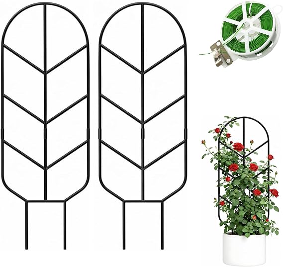 Prudance 金属製植物トレリス つる植物用 高さ2個/30インチ 植物サポーター 鉢植え用 ガーデントレリス 屋内&屋外 つる植物サポート タイ付き