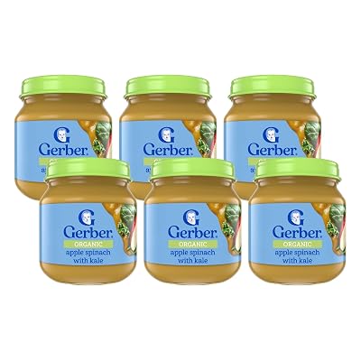 Gerber 2nd Foods, Organic Apple Spinach with Kale, 4 Ounce Pack of 6