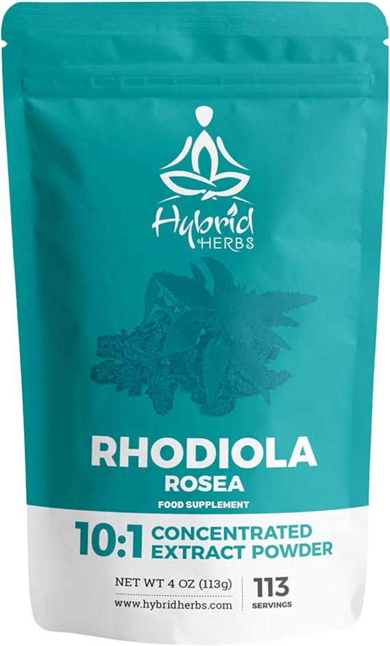 Rhodiola Rosea Powder, 10:1 Extract, 113g | Rhodiola Rosea 10:1 high potency extract for workout, energy, focus and resilience, no fillers, vegan, 113 servings