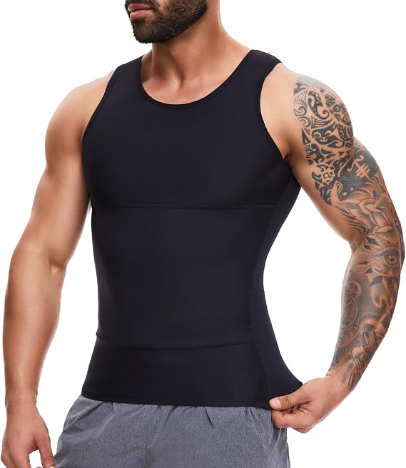 SLIMBELLE Mens Compression Vest Slimming Vest Elastic Men's Body Shaper Tank Slim Shapewear Compression Shirt Tummy Control Waist Trainer