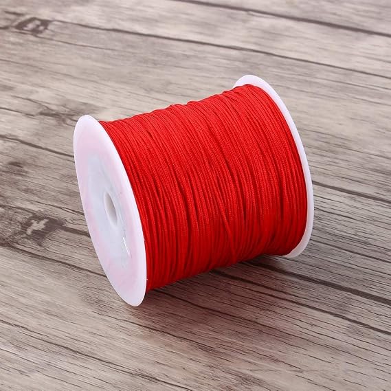Satin Nylon Trim Cord,100M x 0.8mm Chinese Knot Cord Rattail Macrame Thread String for DIY Hand Rope Beading Jewelry Making RED