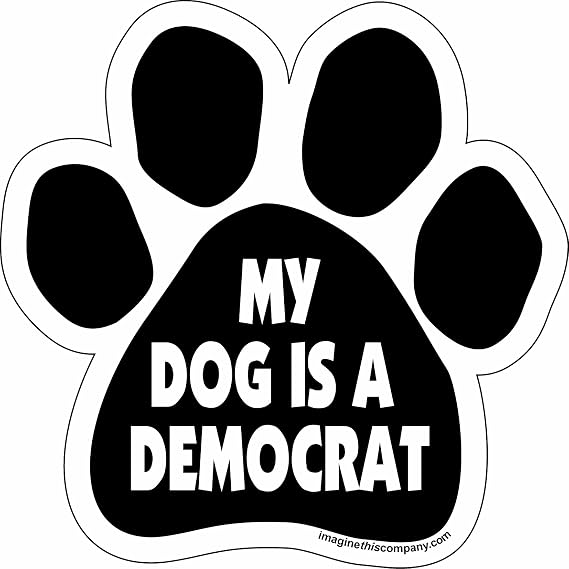 Paw Car Magnet, My Dog is a Democrat, 5-1/2-Inch by 5-1/2-Inch