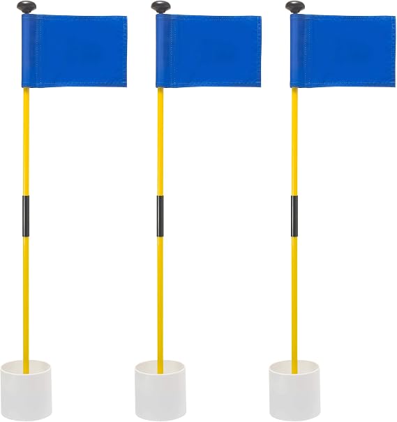 Murray Sporting Goods Golf Flagsticks, Flags and Cups - Set of 3 for Golf Course or Backyard Putting Green and Chipping Greens | Mini Golf Flag Sticks for Pros or Juniors in Red, White and Blue (USA)
