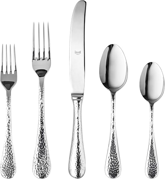 MEPRA 106822005 Epoque 5-Piece Durable 18/10 Stainless Steel American Style Flatware Cutlery Set for Fine Dining, Dishwasher Safe, Service for 1