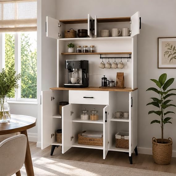 bangu Kahve Köşesi Dolabı (Derinlik 47 cm) Çok Amaçlı Mutfak Dolabı Çekmeceli Raflı Coffee Bar Ünitesi BKDM0035 (ÜST ATLANTİK, 120 CM)