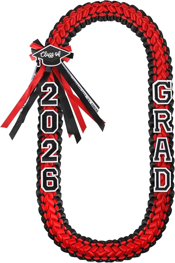 Hedeey Graduation Leis Class of 2026 Graduation Ribbon Leis Necklace Handmade Double Braided Ribbon Garland Graduation Gift Party Accessories for Women Men