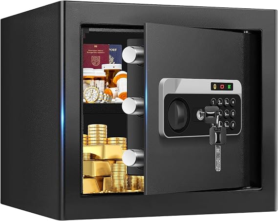 1.8 Cuft Safe Box Fireproof Waterproof, Small Safe for Home Use Fire and Water Proof with Combination Lock, Alarm System and Removable Shelf, Digital Anti-Theft Fireproof Safe For Home Document