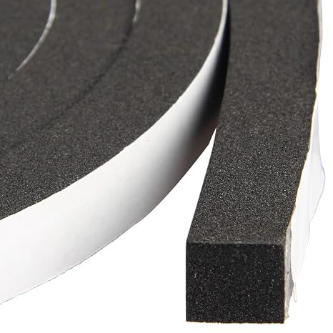 High Density Foam Tape Weather Stripping, 1/2" W x 1/2" T x 6.5Ft L, 2 Roll | Single Sided, Closed Cell, Self-Adhesive, Weatherproof Heat Resistant Flame Retardant, Soundproof Insulation Strip