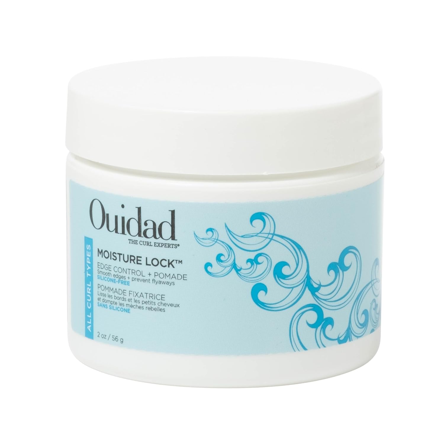 Ouidad Moisture Lock Edge Control  Pomade - 2 oz, Hair Styling Pomade with Flaxseed Oil, Marshmallow Root Extract, Biotin & Aloe, Provides Strong Hold & Generous Shine, All Curl Types