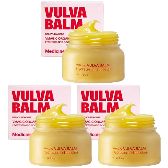 VMAGIC by Medicine Mama Organic Vulva Balm Intimate Skin Care, Menopause Support Relieves Feminine Dryness, Itching & Irritation Hormone Free, Vaginal Moisturizer for Women 3-pack (2 oz ea)