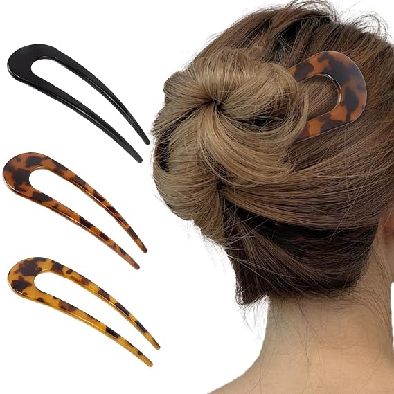 Canitor French Hair Pin for Thick Hair Tortoise Shell 5.4 inch Large French Twist Hair Pin Hair Stick Fashion Hair Styling Accessories for Women