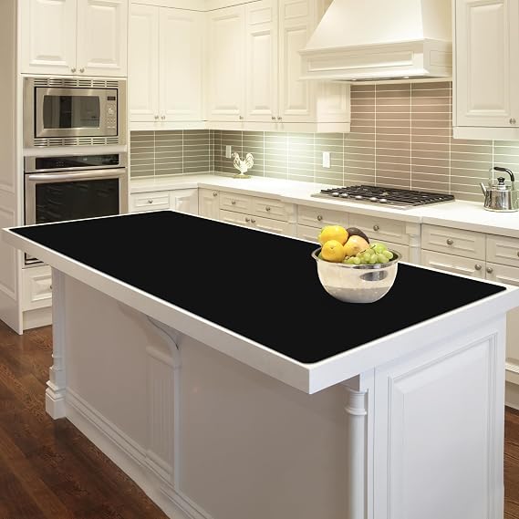 47.2"x23.6" Large Silicone Mat for Kitchen Counter, Heat Resistant Non-Slip Countertop Protector, Waterproof Silicone Craft Mat for Kitchen Island, Black
